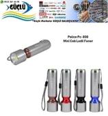 Mini Cob Ledli Fener Polıce Pc 800 3 Adet İnce Pilli - 1