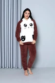 Nisanca Desenli Tam Peluş Kışlık Yılbaşı Kadın Pijama Takımı - 11