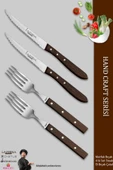 LAZBİSA Hand Caft Serisi Steak Et Yemek Kahvaltı Çatalı 4 Lü Set Mutfak Bıçak Seti ( Mtf-063 ) thumbnail 1