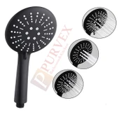 Black Sun Siyah Sürgülü Duş Seti 3 Fonksiyonlu Duş Başlığı  1.5M Lüx Duş Hortumu - 3