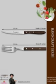 LAZBİSA Hand Craft Serisi Steak Et Bıçağı Çatalı 6 Lı Set Mutfak Bıçak Seti ( Mtf-060 ) - 2