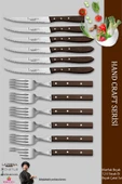 LAZBİSA Hand Craft Serisi Steak Et Yemek Kahvaltı Bıçağı Çatalı 12 Li Set Mutfak Bıçak Seti ( Mtf-061 ) - 1