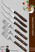 LAZBİSA Hand Craft Serisi Steak Et Bıçağı Çatalı 6 Lı Set Mutfak Bıçak Seti ( Mtf-060 ) - 1