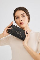 Kadın Basic Cüzdan Monogram Desenli Logolu Siyah Taba (8019ST) 213004 - 1