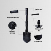 Nurgaz NG-192 Katlanır Çelik Kaplama Döküm Kamp Kürek Taşıma Çantalı - 4