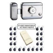 Marelli SMART motorlu otomat SESSİZ-GÜVENLİ elektrikli trajlı apartman kapı kilidi + kartlı sistemi + trafosu + 25 çip - 2