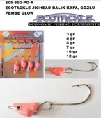 Ecotackle Balıkkafa Jighead Hareketli Pembe Glowlu Gözlü 10Gr - 1