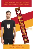 Galatasaray Orijinal Lisanslı Arma T-Shirt + Şal Kaşkol Set Hediyelik Ahşap Kutulu - 9