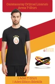Galatasaray Orijinal Lisanslı Arma T-Shirt + Bileklik Set Hediyelik Ahşap Kutulu thumbnail 2