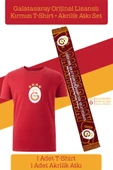 Galatasaray Orijinal Lisanslı Arma T-Shirt + Şal Kaşkol Set Hediyelik Ahşap Kutulu - 2
