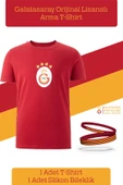 Galatasaray Orijinal Lisanslı Arma T-Shirt + Bileklik Set Hediyelik Ahşap Kutulu thumbnail 9
