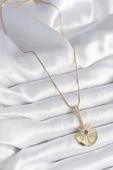 316L Çelik Gold Renk Zirkon Taşlı Yıldız Model Kadın Kolye - TJ-BKO9518 - 2