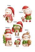 Yılbaşı Süsleme Suluboya Kardan Adam Noel Desenli Dekoratif Cam Duvar Sticker - 2