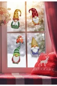 Cüceler Yılbaşı Süslemeleri Noel Desenli Dekoratif Cam Duvar Sticker - 1