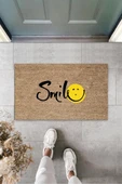 P Parla Kahverengi Kapı Önü Paspası Smile Desen  K-3269 - 1