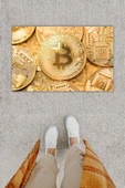 P Parla Dijital Baskı Dekoratif Bitcoin Gold Kapı Önü Paspası K-1278 - 1