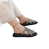 Pierre Cardin 7505 Siyah Renk Taşlı Bayan Terlik - 1