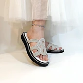 Pierre Cardin 7505 Beyaz Taşlı Bayan Terlik thumbnail 2