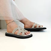 Pierre Cardin 7505 Beyaz Taşlı Bayan Terlik thumbnail 3