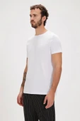 Solid T-Shirt Beyaz Basic Erkek Tişört - 2