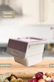 Tekli Tekerlekli Patateslik Soğanlık Oyuncak Kutusu Patates Soğan Sepeti Motek Beyaz-Pembe 12 Lt - 2
