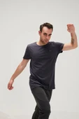 Solid T-Shirt Antrasit Basic Erkek Tişört - 1
