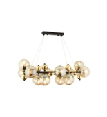 12Li Dikdörtgen Camlı Gold Modern Avize ve Camlı Sarkıt Salon Avize - 2