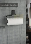 Yapışkanlı Kağıt Havluluk Paslanmaz Peçetelik Çelik Banyo Havluluk Düzenleyici Siyah thumbnail 1