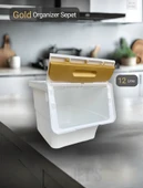 Tekli Beyaz-Gold Tekerlekli Patateslik Soğanlık Oyuncak Kutusu Patates Soğan Sepeti Sebzelik 12 Lt - 2