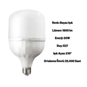Tasarruflu Torch Ampul 20 W Led Lamba Beyaz E27 Duy 25.000 Saat Uzun Ömürlü 220 Volt Elektrik 1 Adet - 2