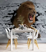 3 Boyutlu Aslan Temalı Duvar Kağıdı thumbnail 4