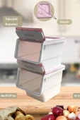 2’li Tekerlekli Patateslik Soğanlık Oyuncak Kutusu Patates Soğan Sepeti Motek Beyaz-Pembe 24 Lt - 3
