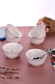 6 Adet Çizgili Kase Seti - Beyaz - Kahvaltılık/Çerezlik/Sunumluk - Çorba Kasesi - 2