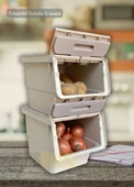 4’lü Krem Renk Tekerlekli Patateslik Soğanlık Oyuncak Kutusu Patates Soğan Sepeti Motek 48 Lt - 3