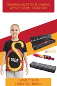 Galatasaray Orijinal Lisanslı Büyük Logo Çocuk T-shirt + Uçlu Kalem Set Hediyelik Ahşap Kutulu - 2