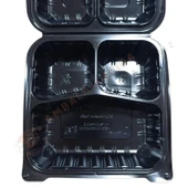 3 Gözlü Yemek Kabı Kendinden Kapaklı Siyah 200 Adet thumbnail 6