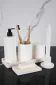 7 Parça Banyo Seti Katı Sıvı Sabunluk Pamukluk Diş Fırçalığı Tütsülük Tepsi thumbnail 1