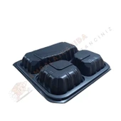 3 Gözlü Yemek Kabı Kendinden Kapaklı Siyah 200 Adet thumbnail 3