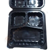 3 Gözlü Yemek Kabı Kendinden Kapaklı Siyah 200 Adet thumbnail 5