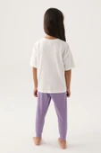 U.S. Polo Assn. U.S. Polo Assn Lisanslı Floral Text Krem Kız Çocuk Pijama Takımı - 1