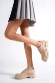 new Tresa Nude Süet Kadın Loafer  Bağcıklı Yüksek Kaymaz Taban Günlük Ayakkabı - 4