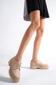 new Tresa Nude Süet Kadın Loafer  Bağcıklı Yüksek Kaymaz Taban Günlük Ayakkabı - 1