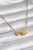 316L Çelik Gold Renk Fil Kalp Figürlü Kadın Kolye thumbnail 1