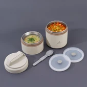 ARYILDIZ BENTO LUNCH BOX YEMEK TERMOSU İKİ KATLI BEJ 1200ML - 2