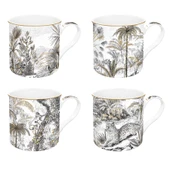Easy Life Retro Jungle Fine China Porselen 4'lü Kulplu Bardak 300 ml thumbnail 1
