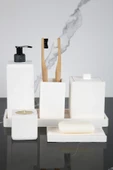 7 Parça Beton Banyo Seti Takımı Katı Sıvı Sabunluk Diş Fırçalık Tütsülük Kokuluk Sunum Tepsisi thumbnail 4