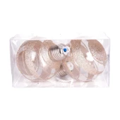 Yılbaşı Topu Ampul Led Işıklı Gold Simli Desenli 2 li Paket Şampanya 7 cm thumbnail 3