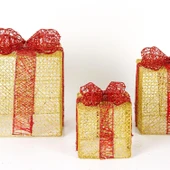 Yılbaşı Süsü Kırmızı Fiyonklu Büyük Hediye Paketi 3'Lü Set Dore thumbnail 3