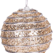 Yılbaşı Topu Pullu Gümüş Şerit İp Desenli 2 li Paket Şampanya 9 cm thumbnail 4