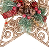 Yılbaşı Ağaç Süsü Yılbaşı Dekorlu Desenli Simli Yıldız Gold 22 cm thumbnail 3